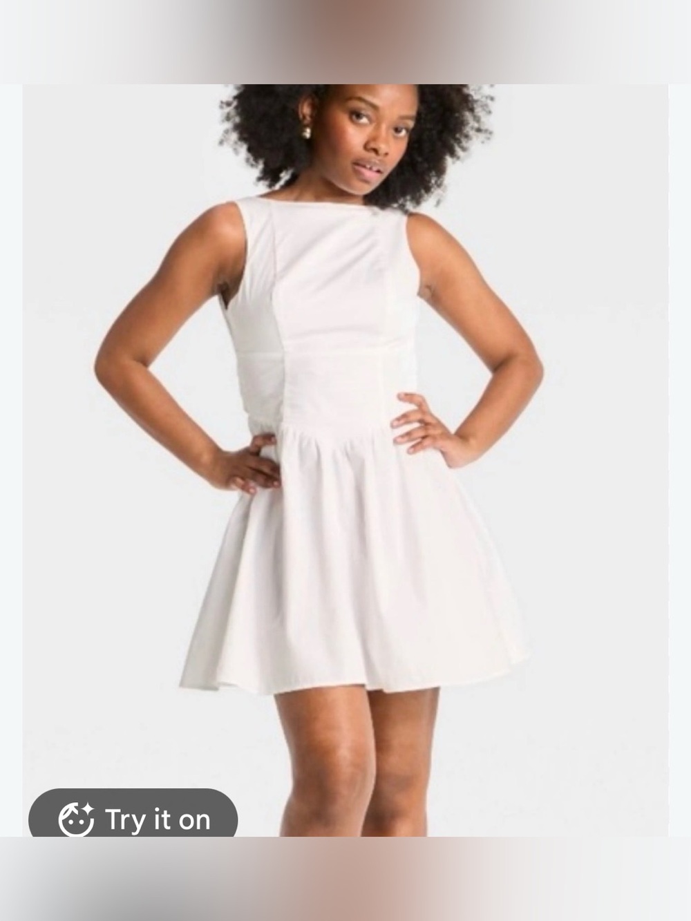 wild fable White Sleeveless Fit-and-Flare Mini Dress